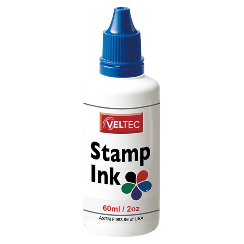 Veltec S-81 Premium Stamp Refill Ink for Self-Inking and Rubber Stamp Pads - 2 oz (Blue) - Image 1